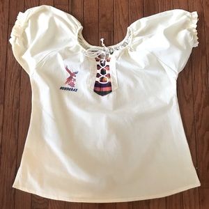 Vintage Honduras Souvenir Boho Top Cotton Peasant Blouse Embroidered Large MINT